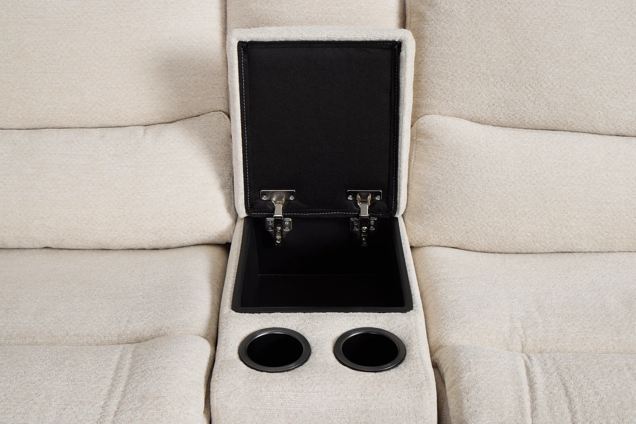 Bennett Light Beige Fabric Medium Triple Power 2-arm Sectional