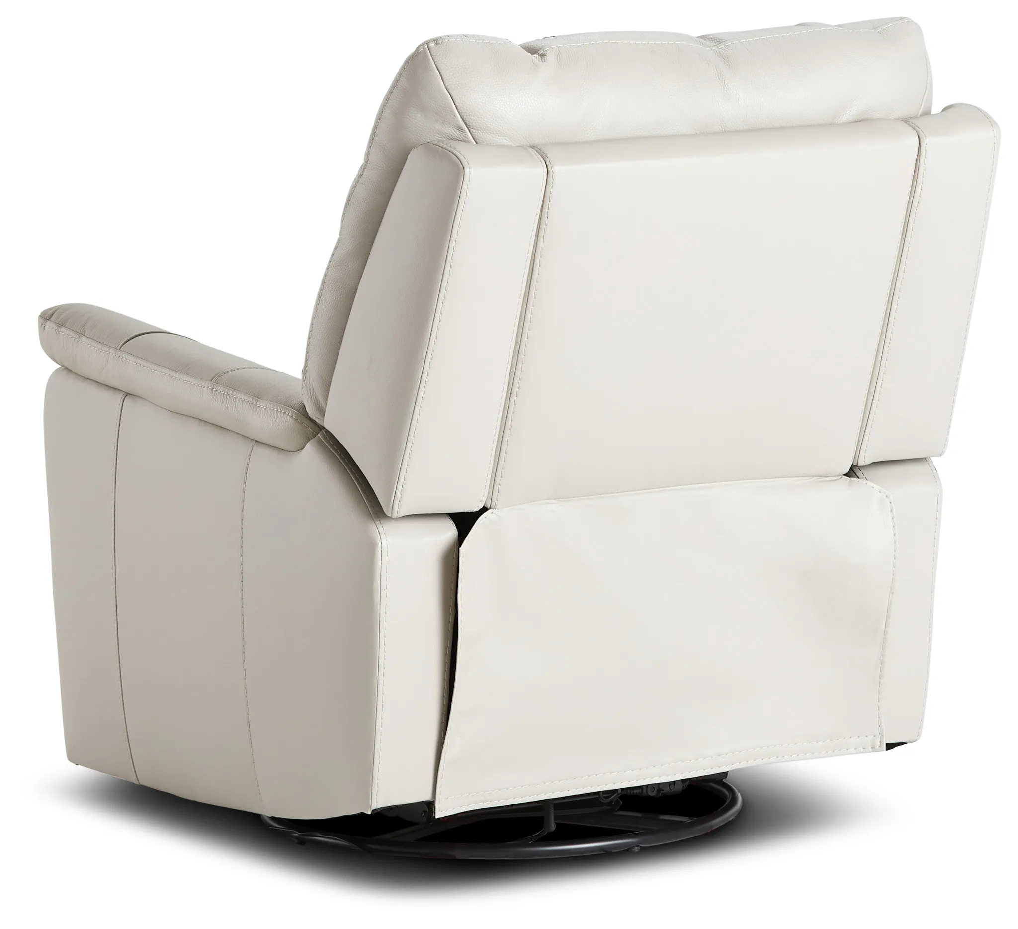 Owen Light Gray Leather Power Swivel Glider Recliner