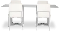 Amalfi White Glass Rectangular Table & 4 Upholstered Chairs
