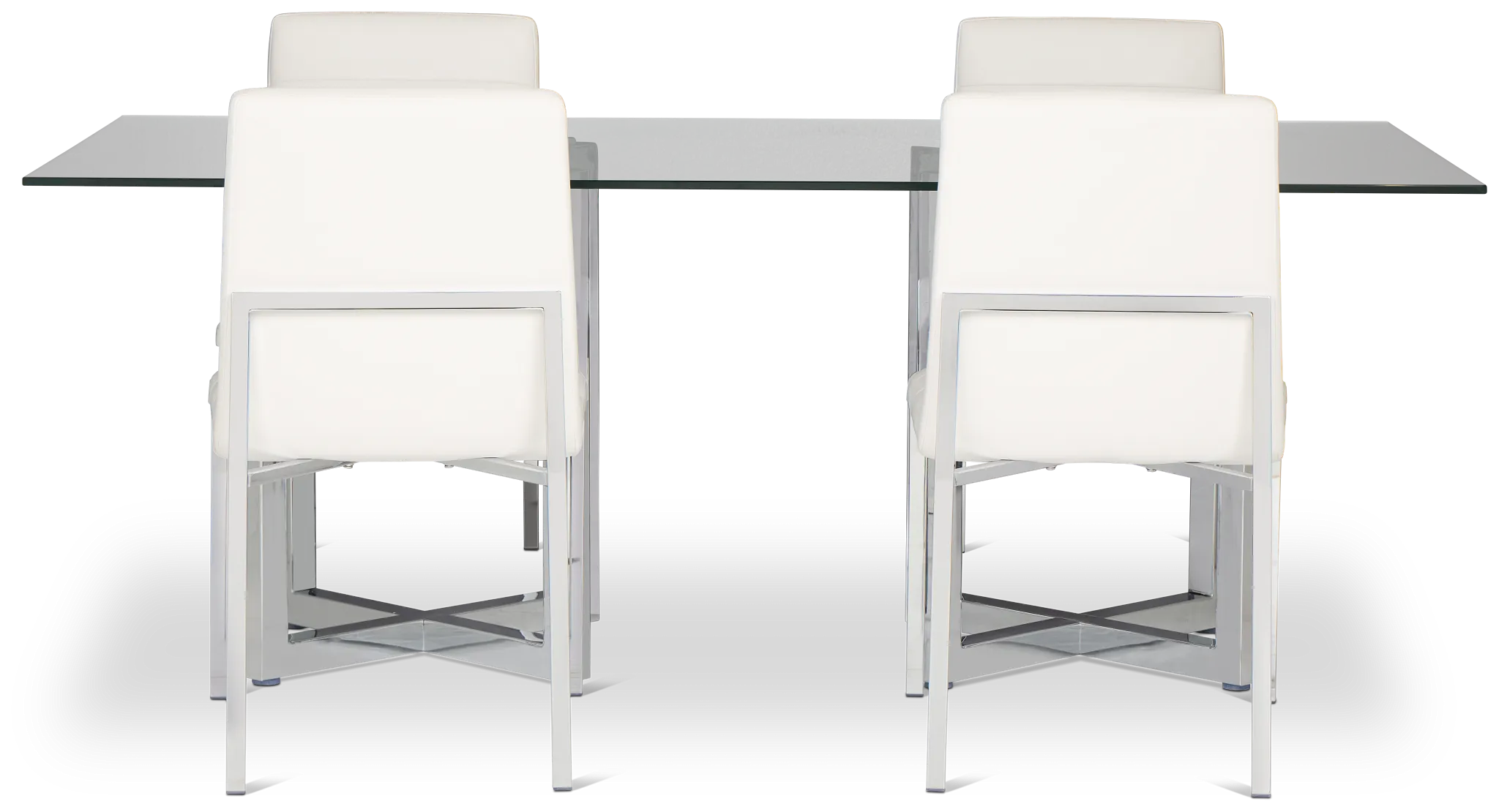 Amalfi White Glass Rectangular Table & 4 Upholstered Chairs