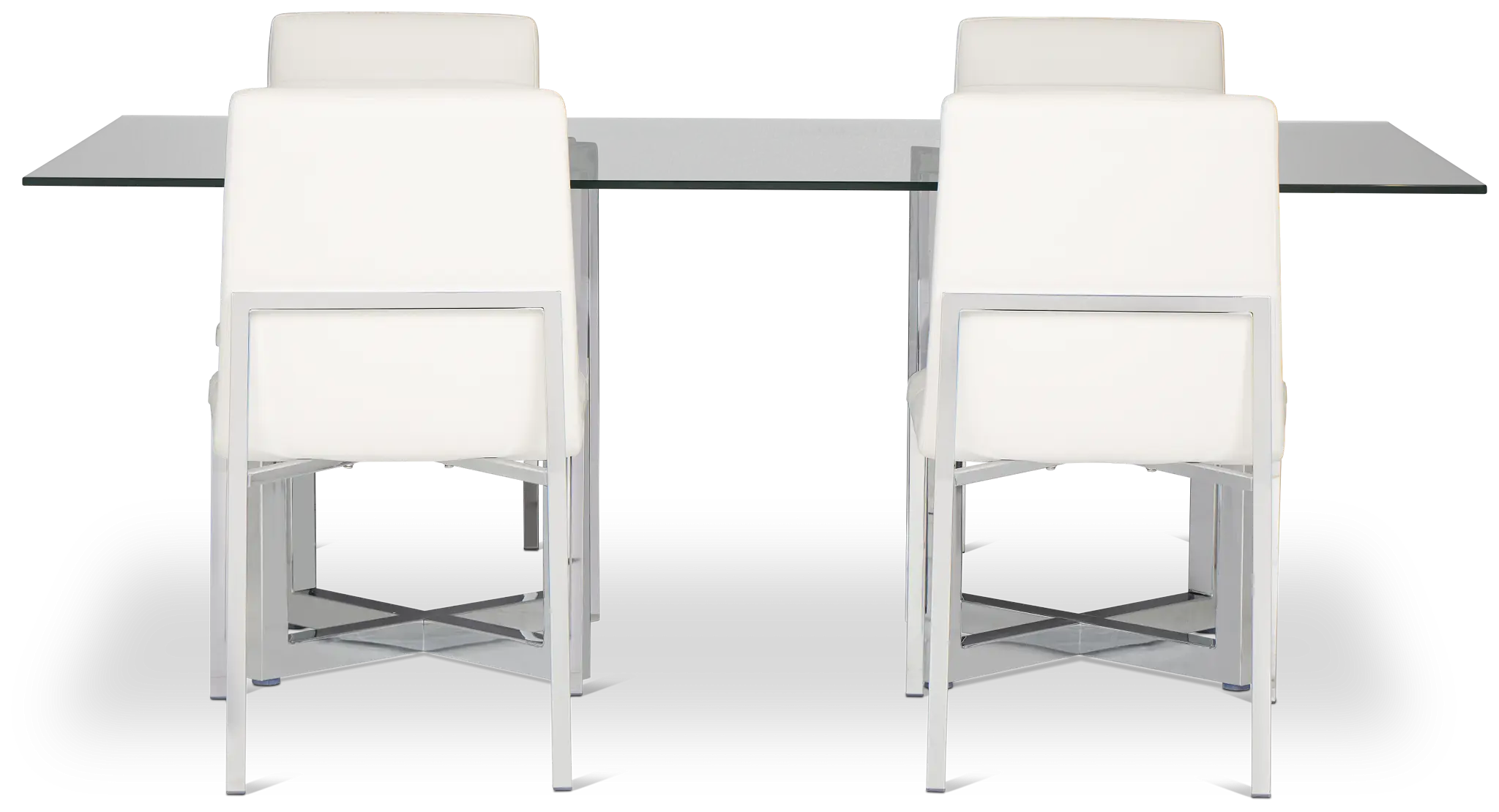 Amalfi White Glass Rectangular Table & 4 Upholstered Chairs Amalfi White Glass Rectangular Table & 4 Upholstered Chairs
