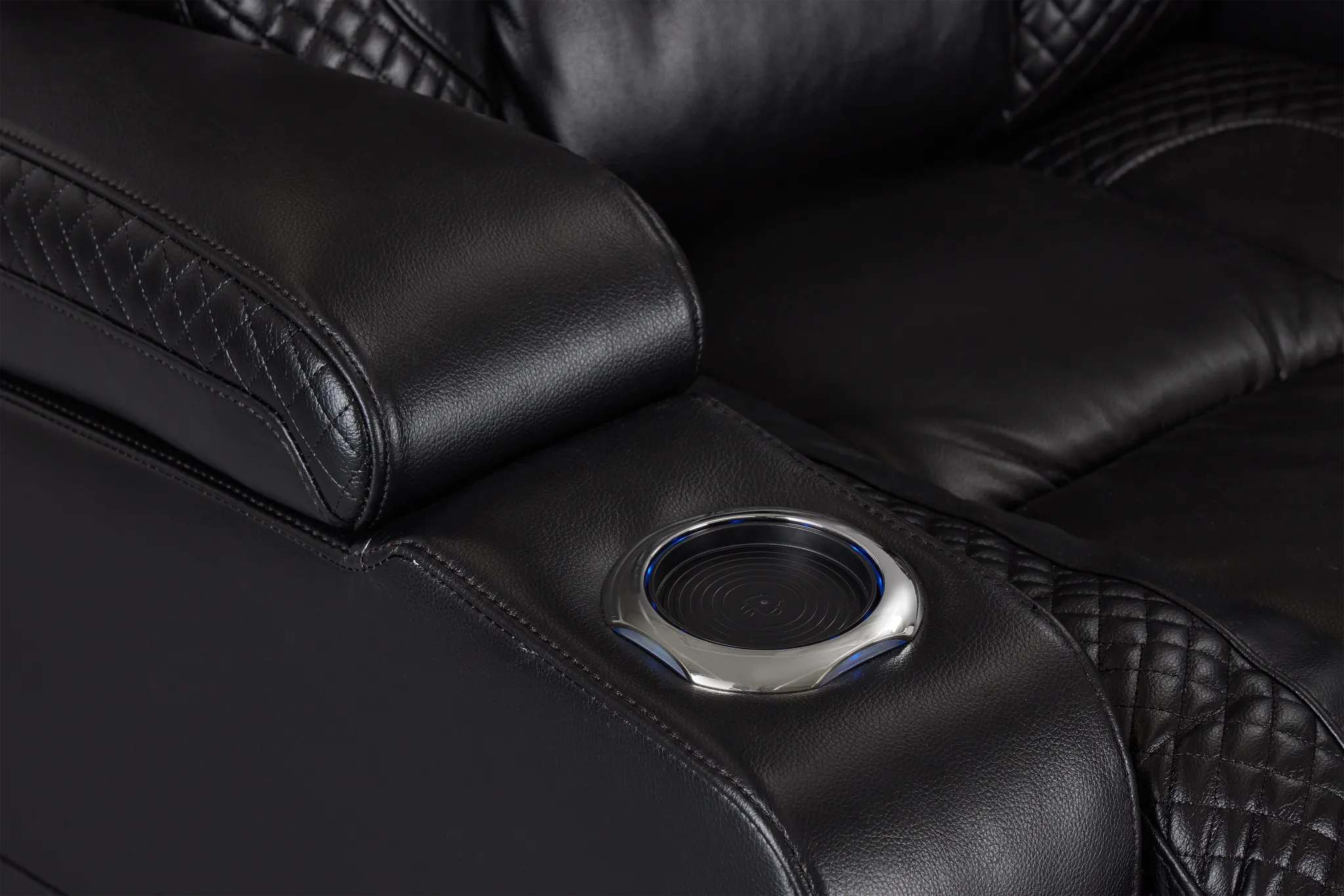 Troy Black Micro Left Console Love Reclining Sectional