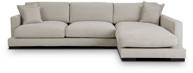 Emery Light Beige Fabric Right Chaise Sectional