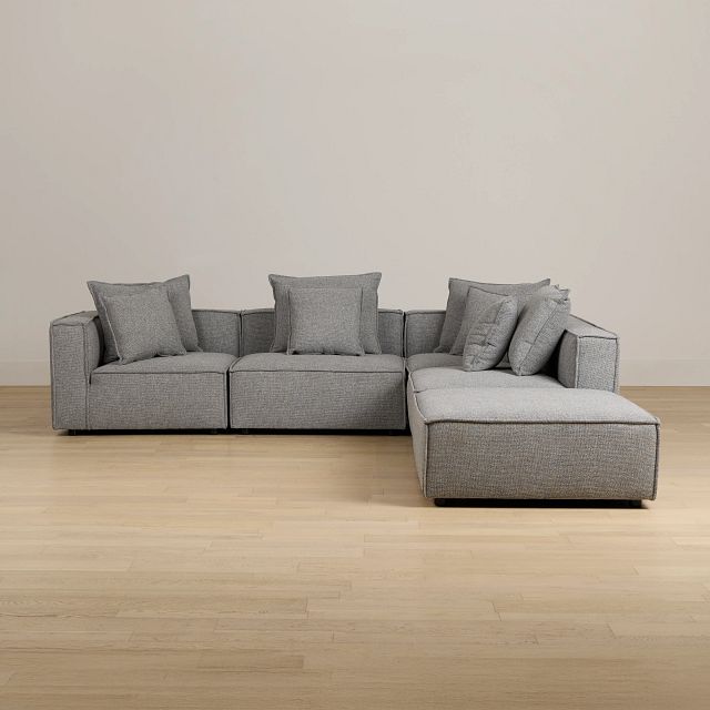 Tatum Gray Fabric 5pc Bumper Sectional