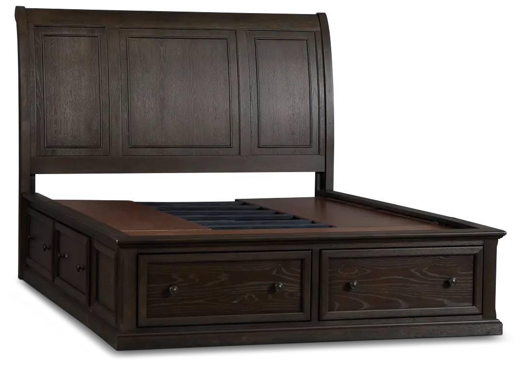 Galveston Dark Tone Sleigh Storage Bed
