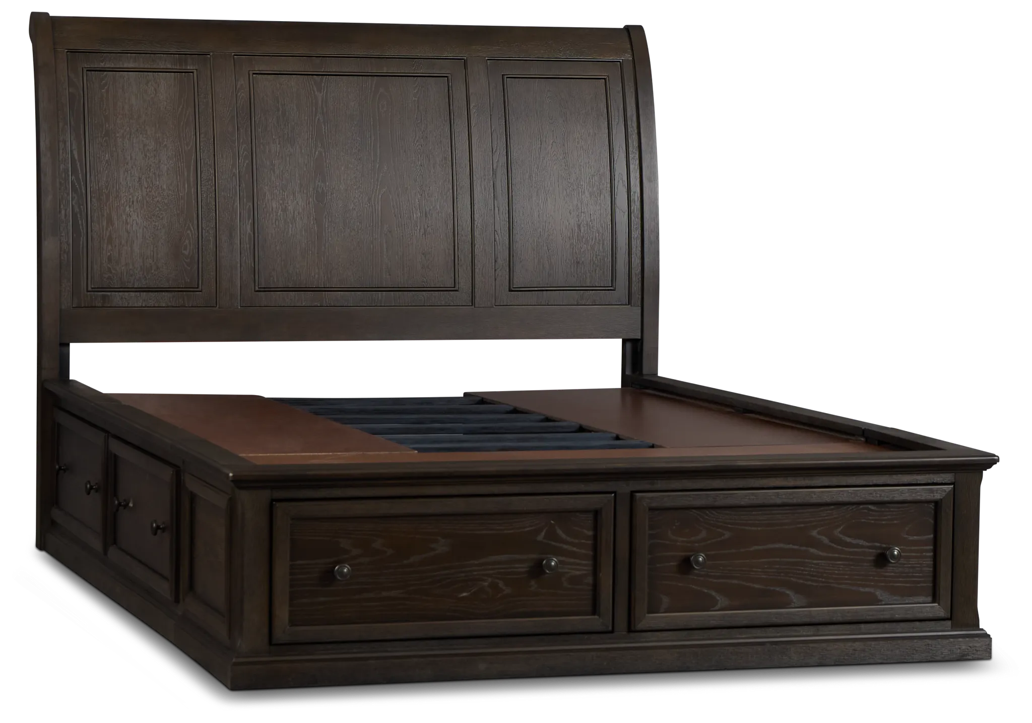 Galveston Dark Tone Sleigh Storage Bed