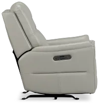 Archie Light Gray Lthr/vinyl Power Recliner With Heat And Massage