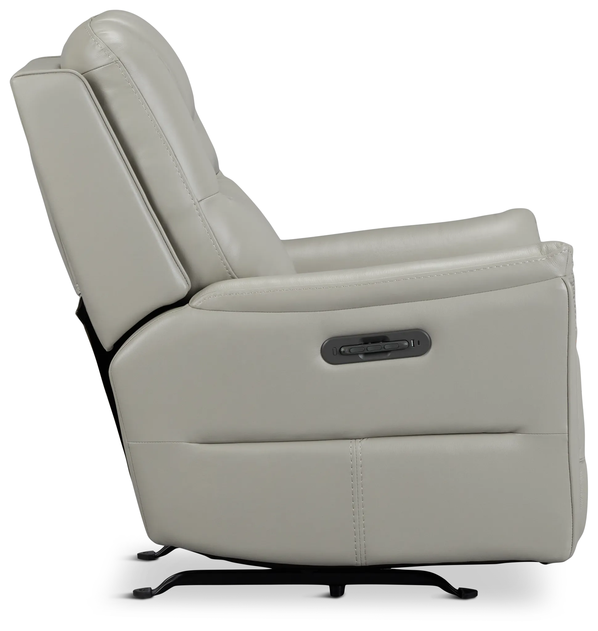 Archie Light Gray Lthr/vinyl Power Recliner With Heat And Massage