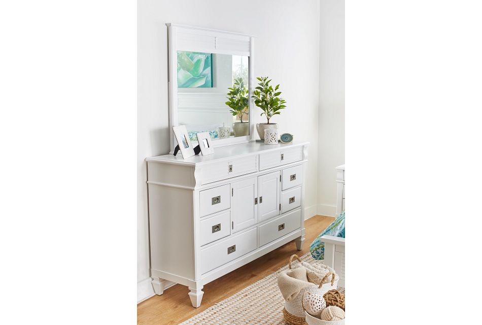 Marina White Dresser & Mirror