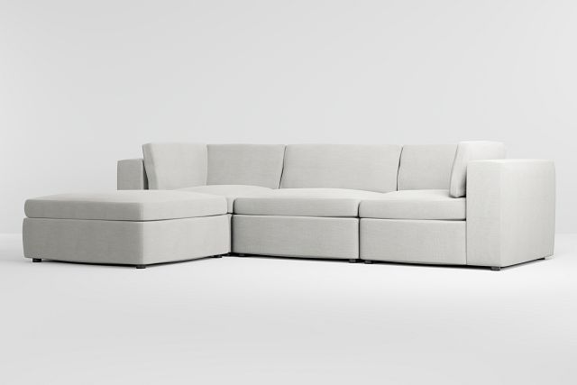 Destin Maguire Ivory Fabric 4-piece Bumper Sectional