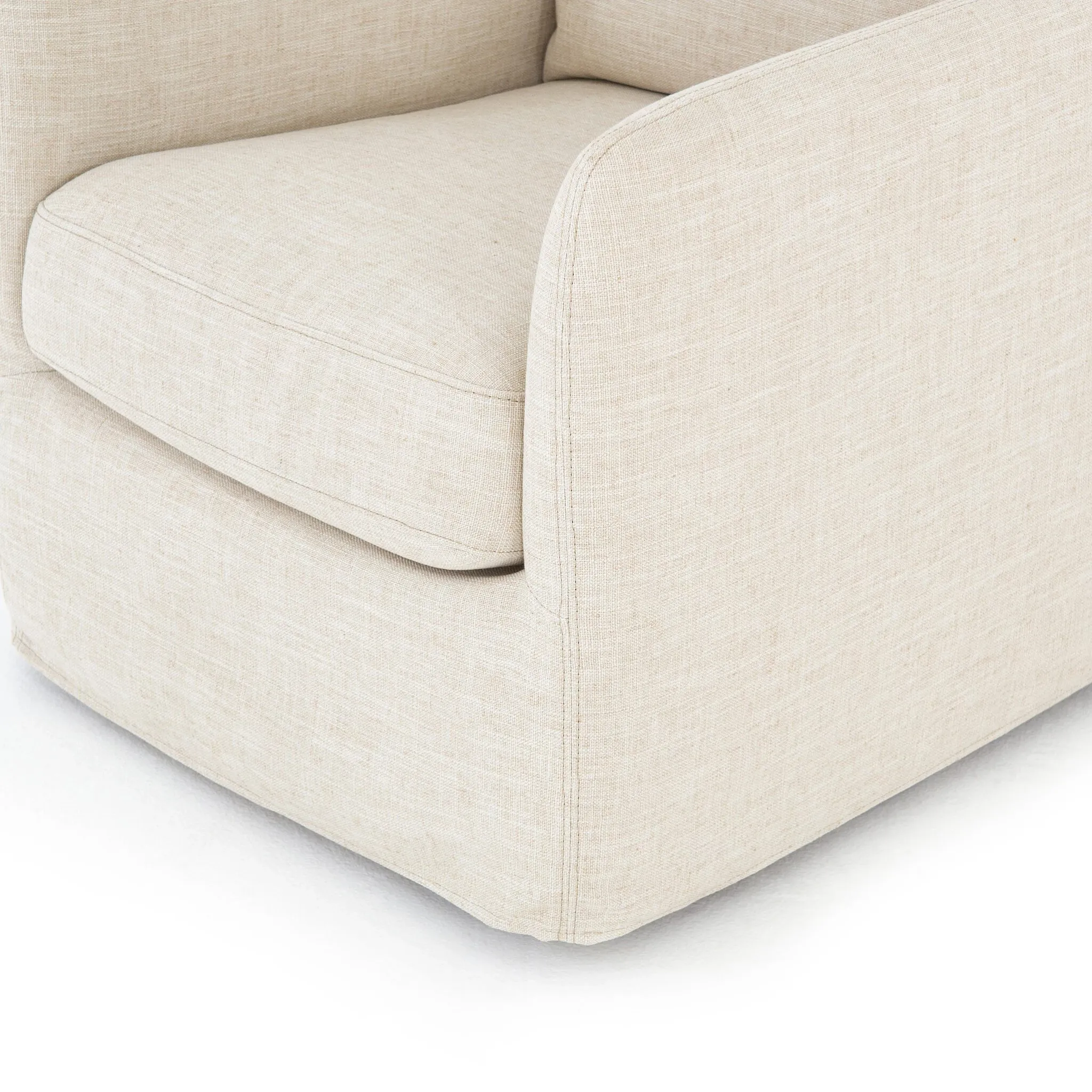 Four Hands Banks Ivory Slipcover Swivel Accent Chair