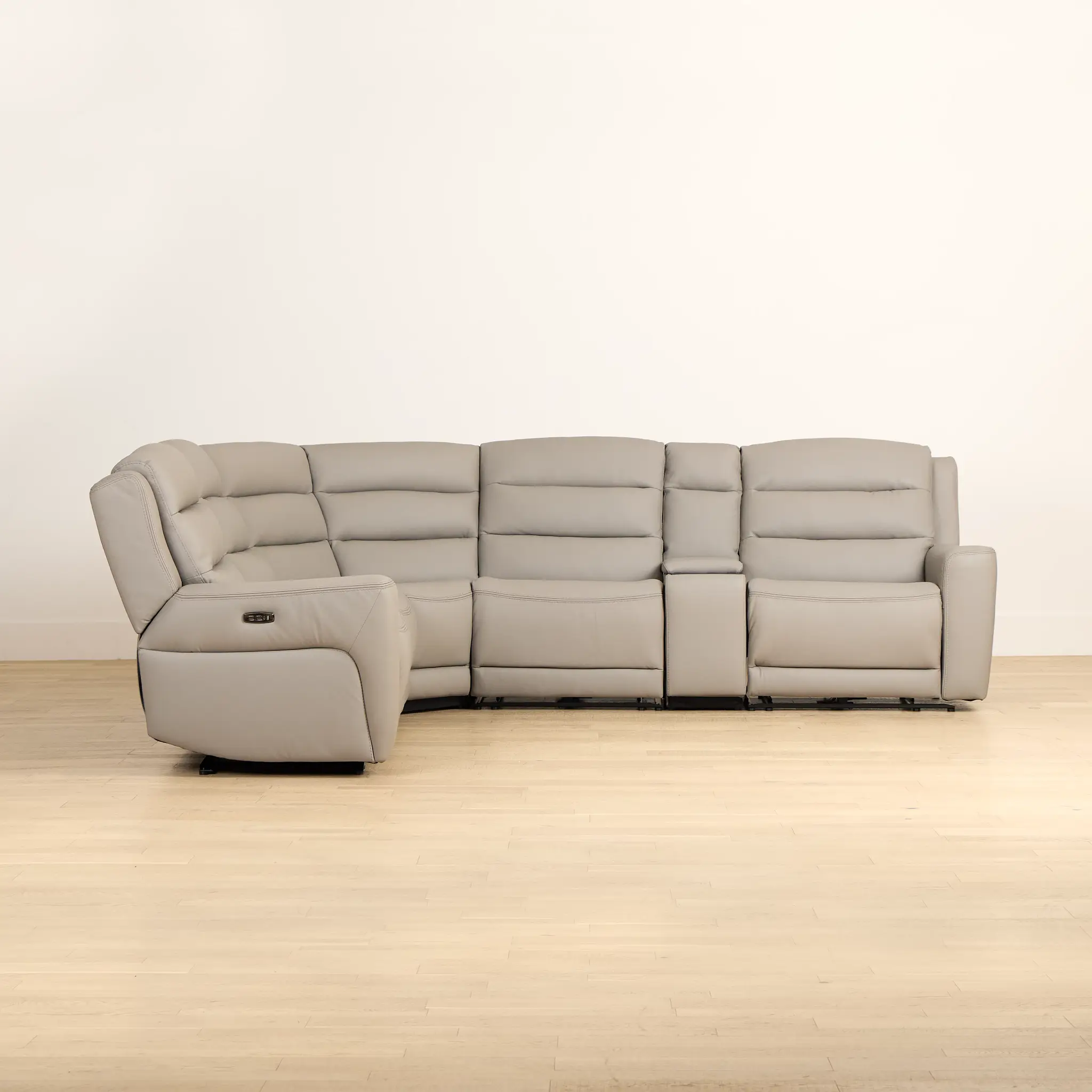Wilder Taupe Leather Medium Triple Power 2-arm Sectional Wilder Taupe Leather Medium Triple Power 2-arm Sectional