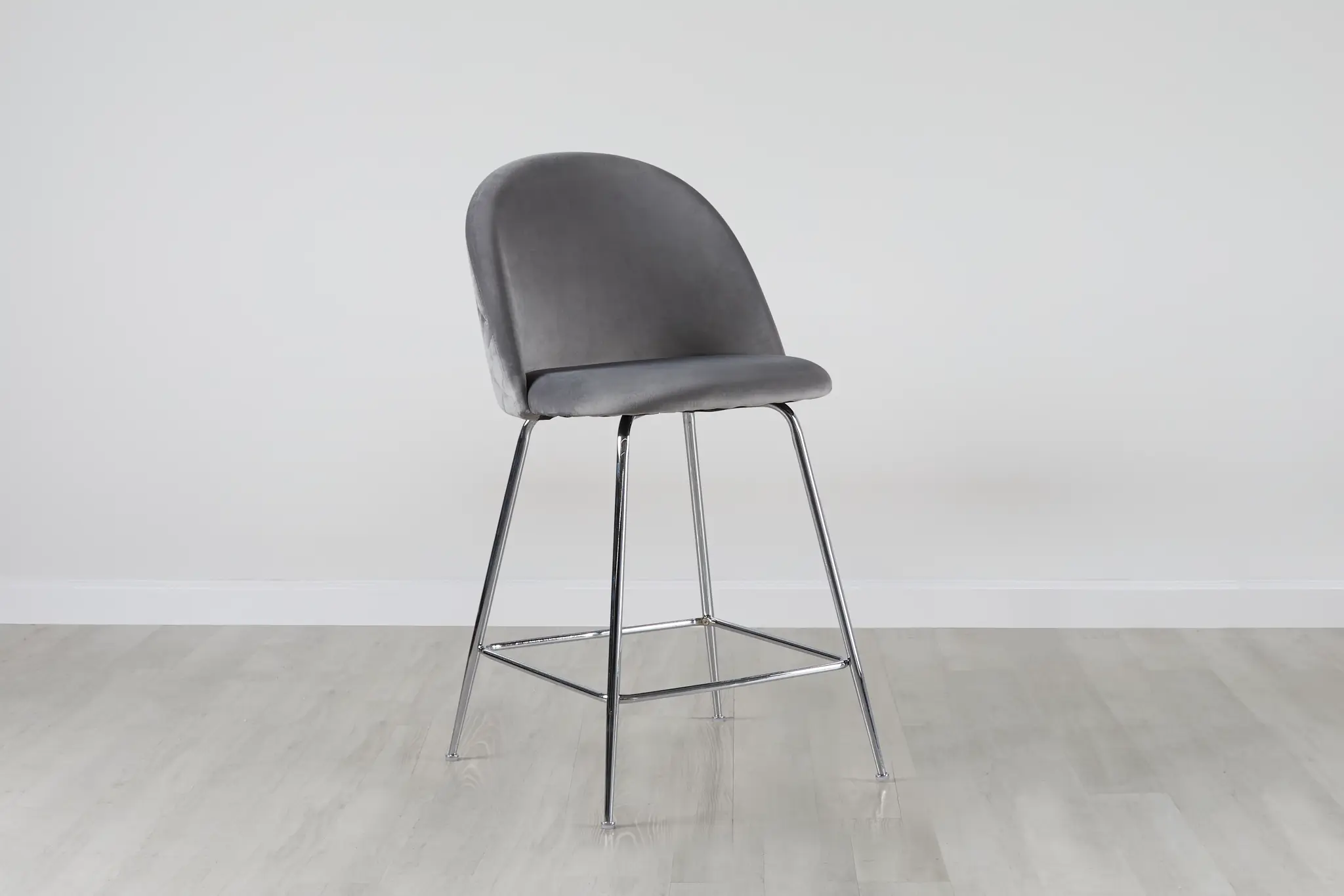 Capri Grayvelvet Upholstered 24" Barstool W/chrome Legs Capri Grayvelvet Upholstered 24" Barstool W/chrome Legs