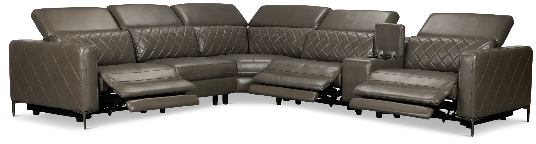 Ava Dark Gray Micro Medium Triple Power 2-arm Sectional