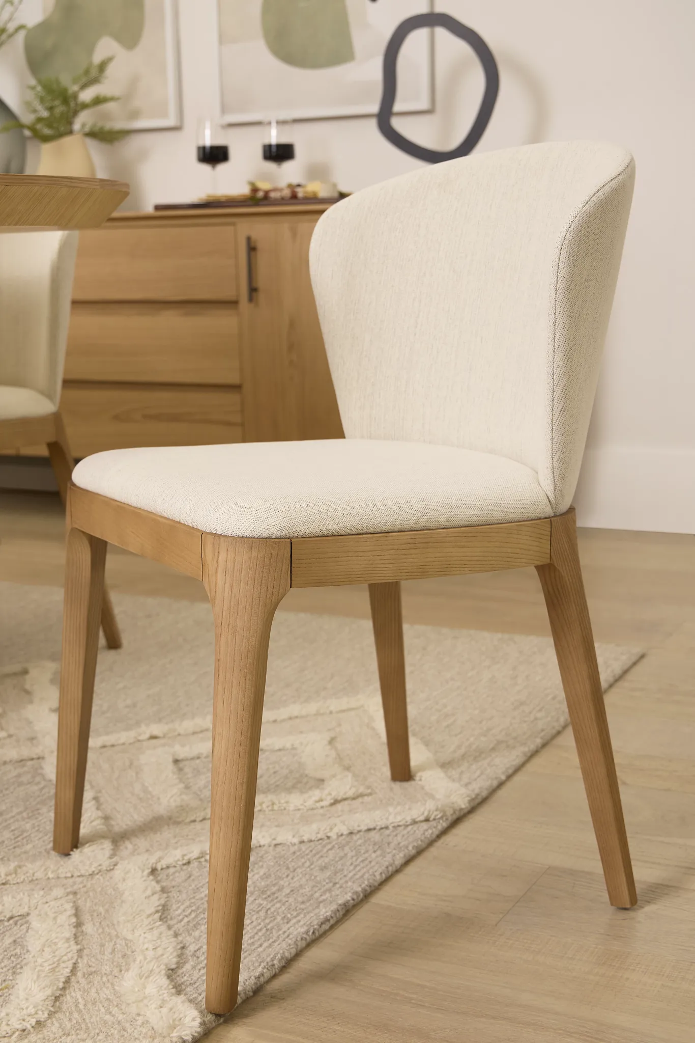 Nomad Light Beige Upholstered Side Chair With Light Tone Legs