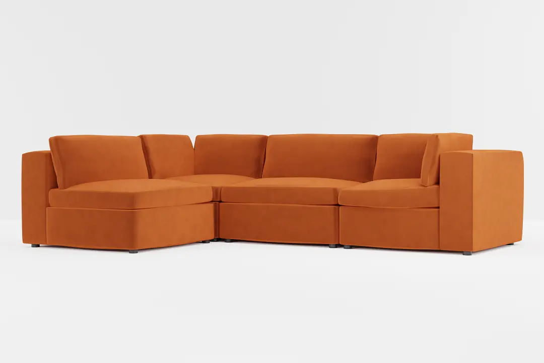 Destin Joya Orange Velvet 4-piece Modular Sectional Destin Joya Orange Velvet 4-piece Modular Sectional