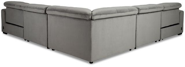 Gemma Light Gray Velvet Small Two-arm Power Reclining Sectional