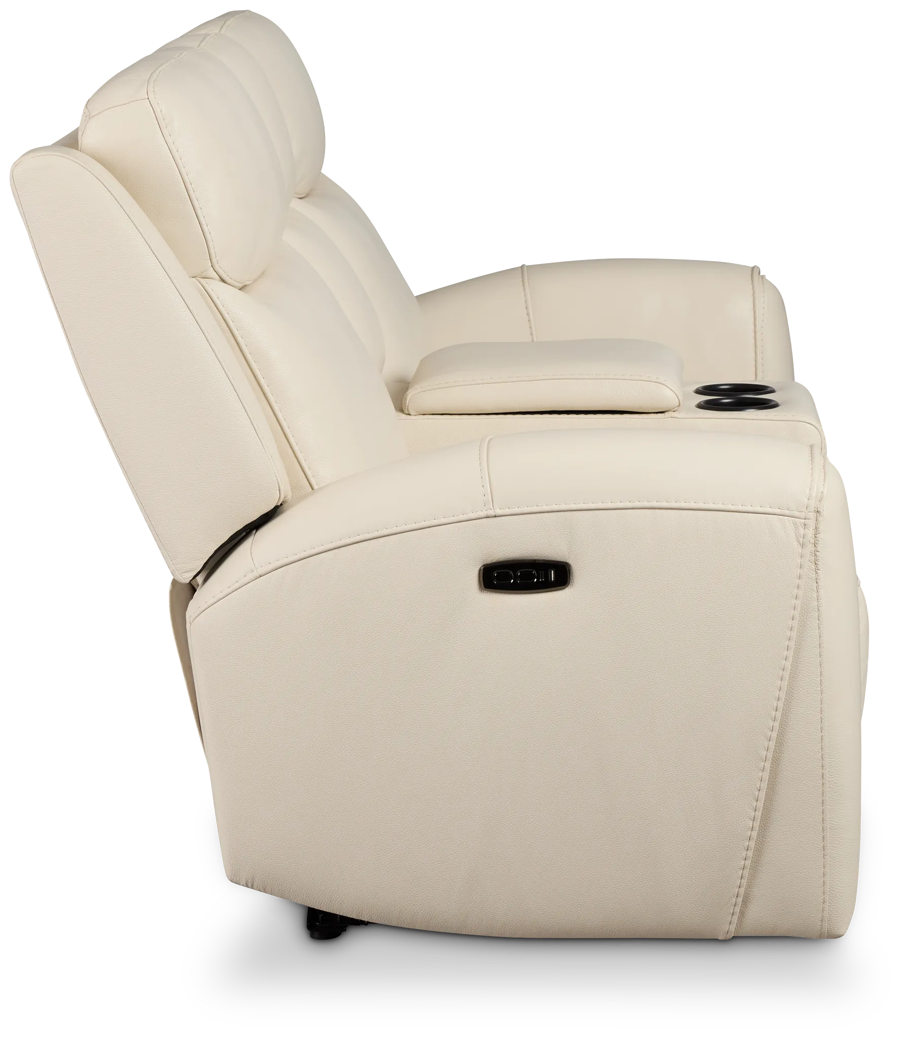 Walker Ivory Lthr/vinyl Power Reclining Console Loveseat W/ Power Headrest