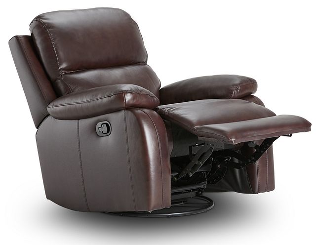 Mason Brown Leather Swivel Glider Recliner