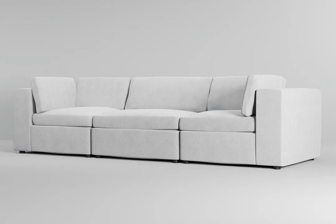 Destin Revenue White Fabric 3-piece Modular Sofa