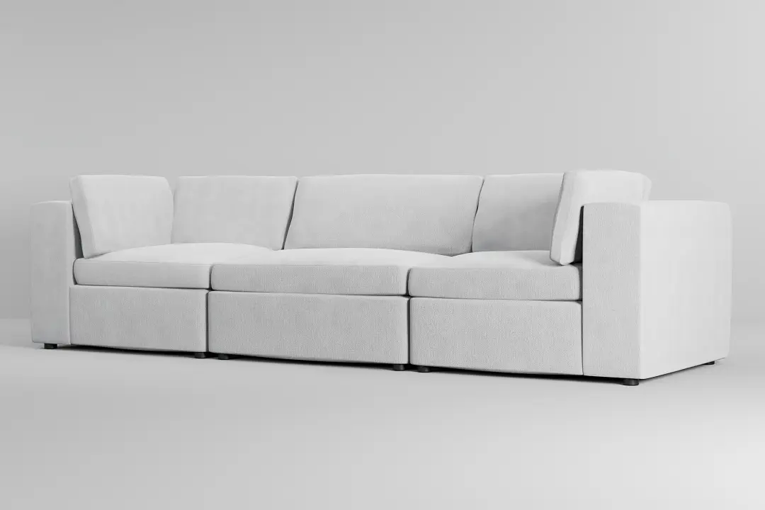 Destin Revenue White Fabric 3-piece Modular Sofa Destin Revenue White Fabric 3-piece Modular Sofa
