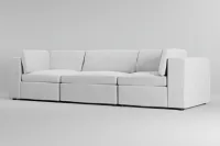 Destin Revenue White Fabric 3-piece Modular Sofa