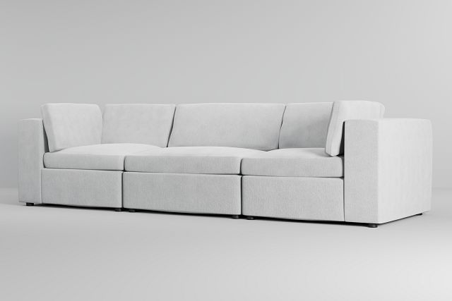 Destin Revenue White Fabric 3-piece Modular Sofa