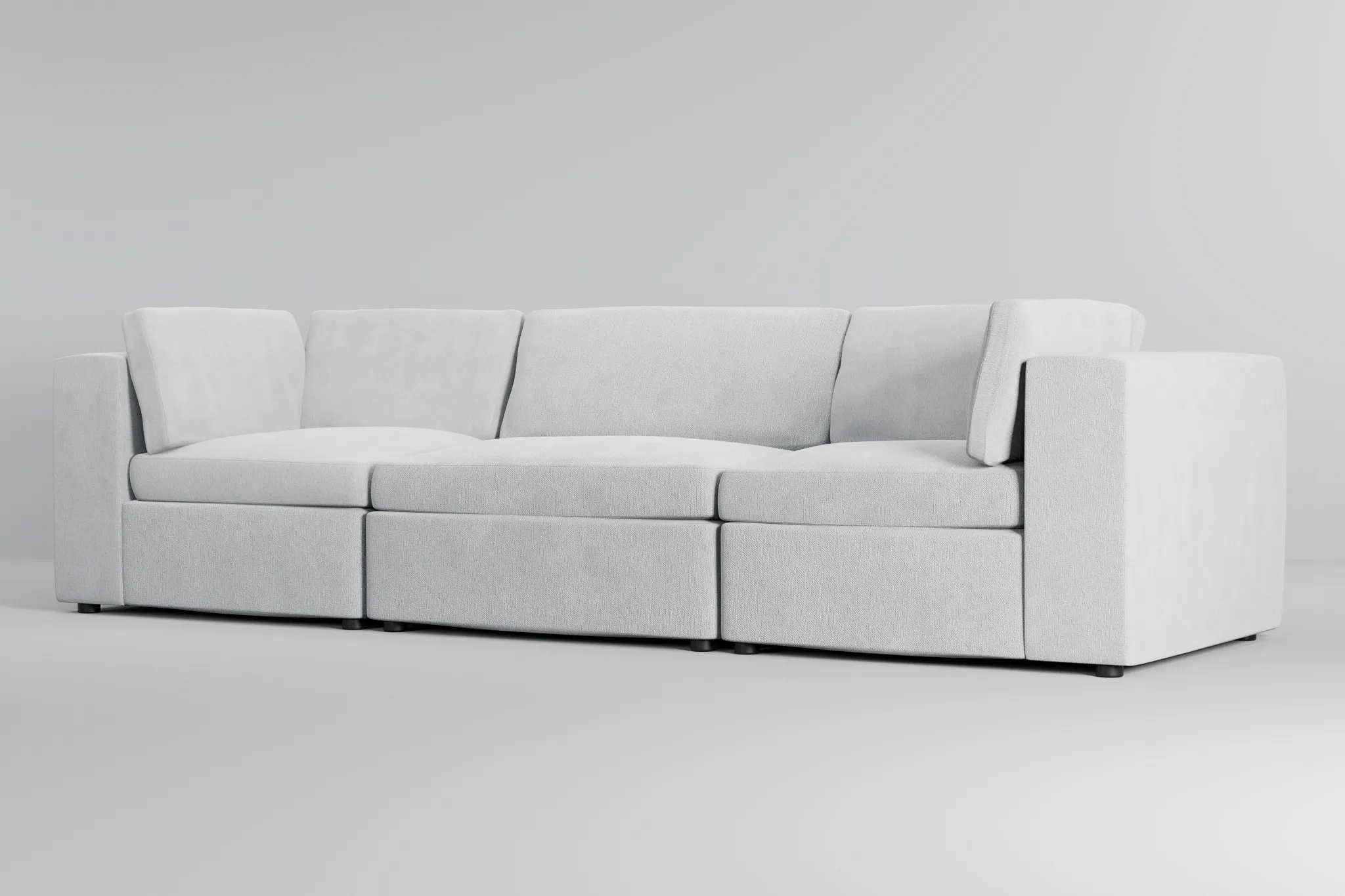 Destin Revenue White Fabric 3-piece Modular Sofa
