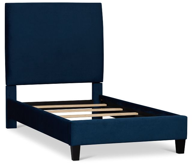Lucy Dark Blue Uph Platform Bed