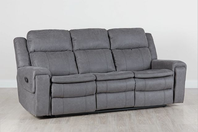 Scout Gray Micro Reclining Sofa, Furniture Row Sofa Brands