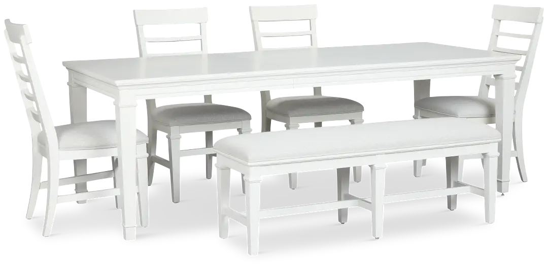 Cape Cod Ivory Rect Table, 4 Chairs & Bench Cape Cod Ivory Rect Table, 4 Chairs & Bench