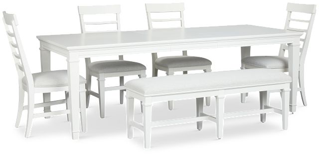 Cape Cod Ivory Rect Table, 4 Chairs & Bench