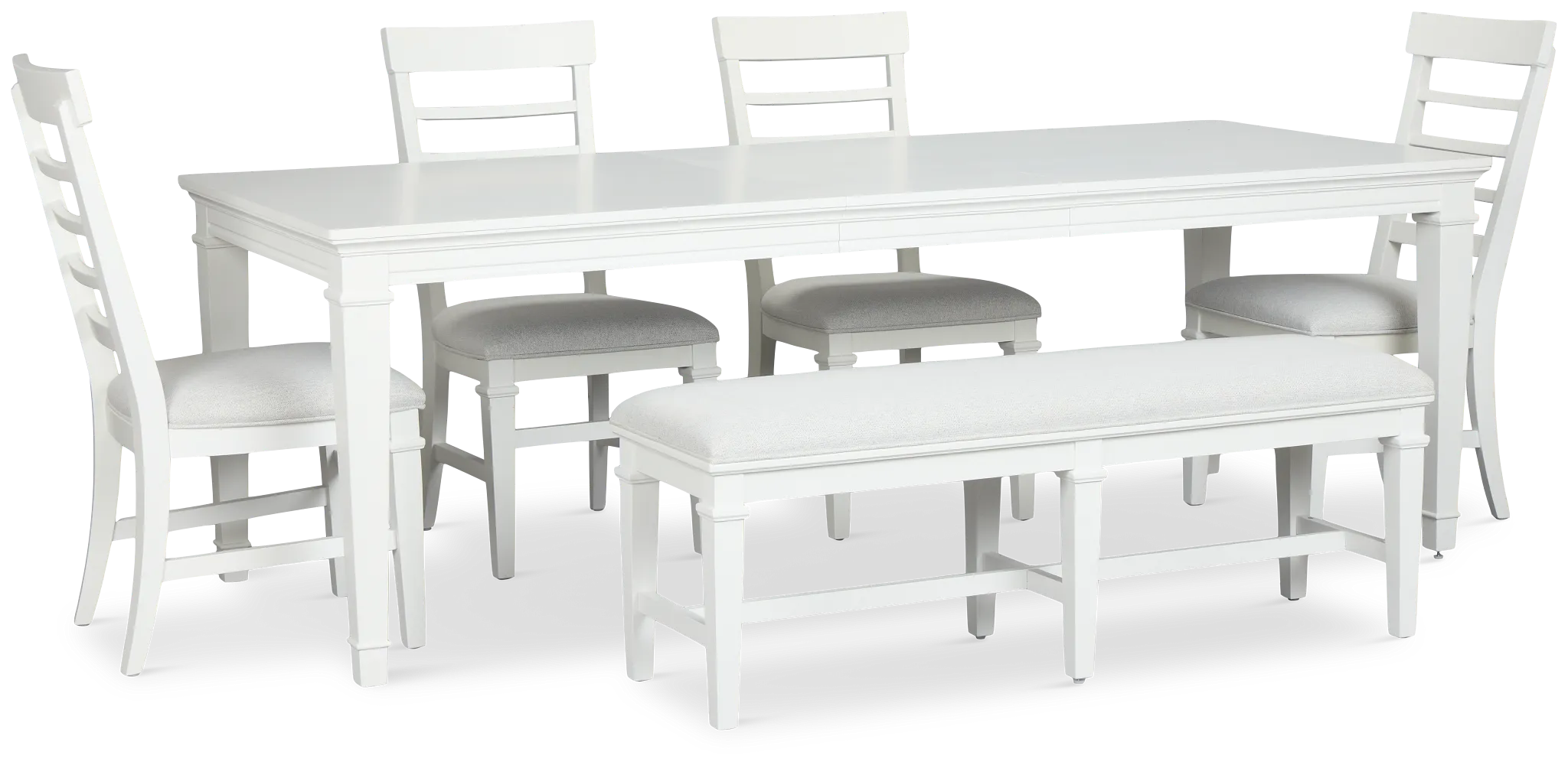 Cape Cod Ivory Rect Table, 4 Chairs & Bench