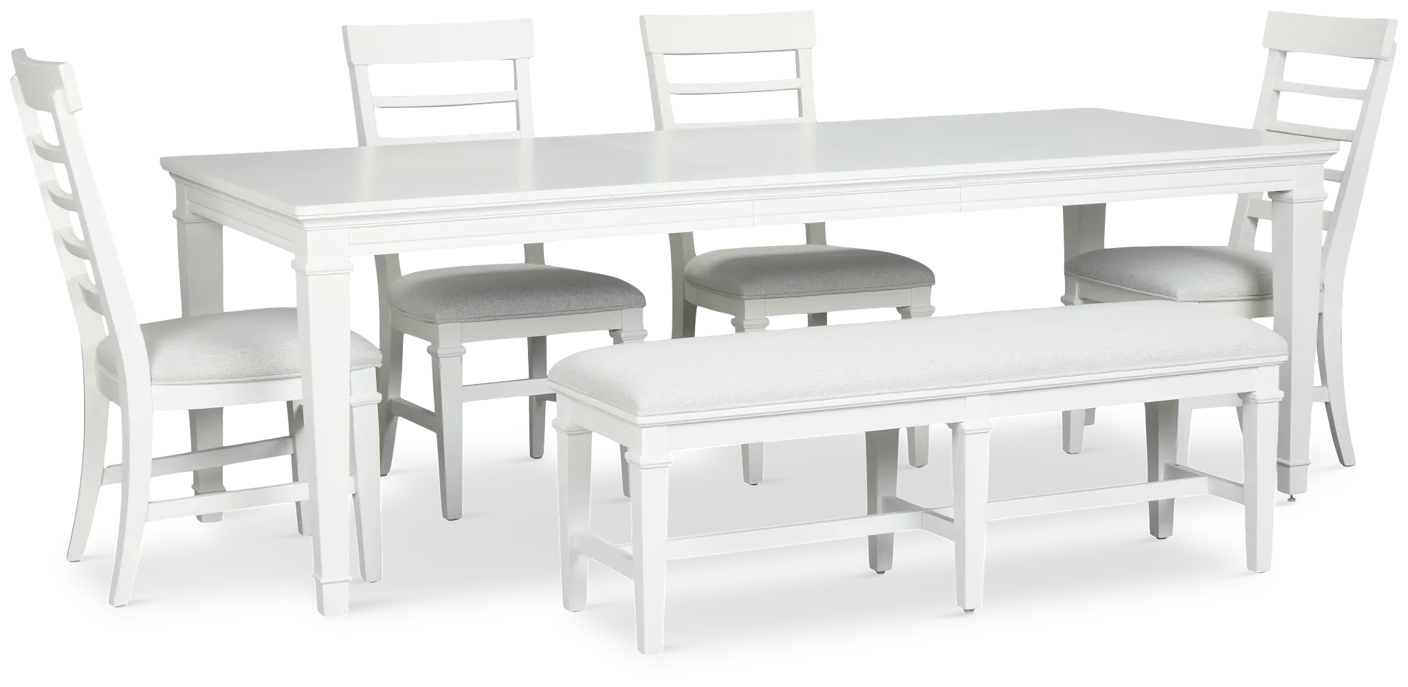 Cape Cod Ivory Rect Table, 4 Chairs & Bench Cape Cod Ivory Rect Table, 4 Chairs & Bench