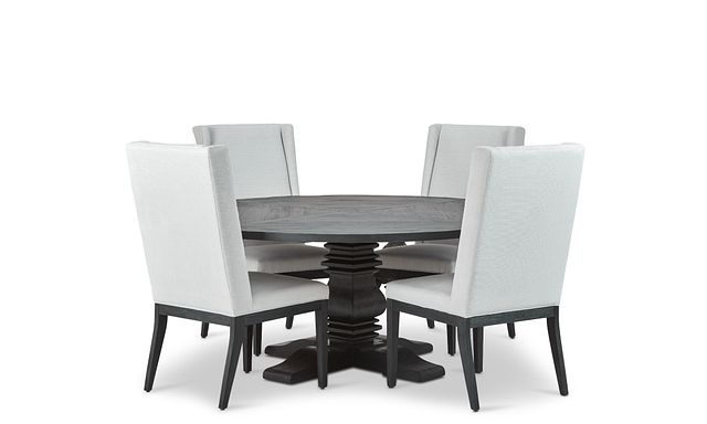 Hadlow Black 72" Table & 4 Upholstered Chairs (1)