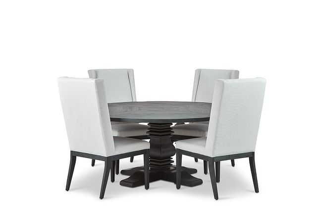 Hadlow Black 72" Table & 4 Upholstered Chairs