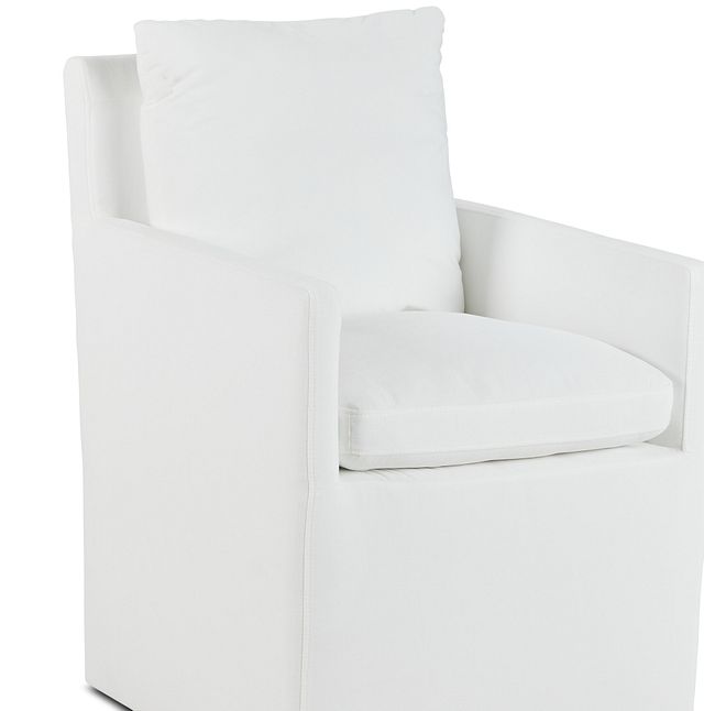 Auden White Castored Upholstered Arm Chair