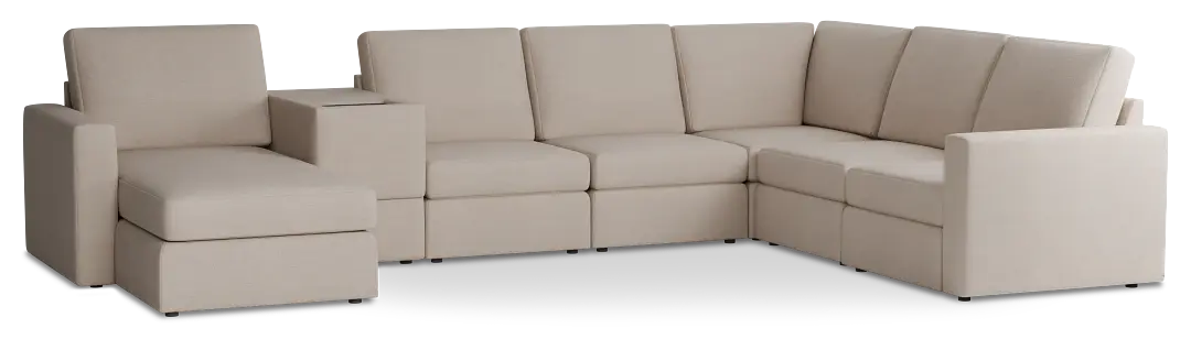 Citymod Beige Fabric Large Left Chaise Sectional With Storage Console Citymod Beige Fabric Large Left Chaise Sectional With Storage Console