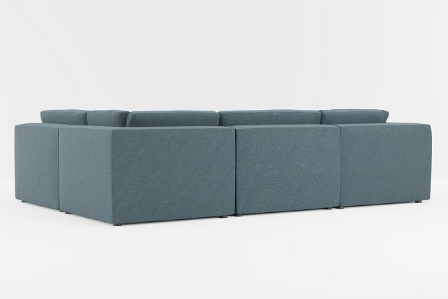 Destin Elevation Dark Blue Fabric 6-piece Pit Sectional