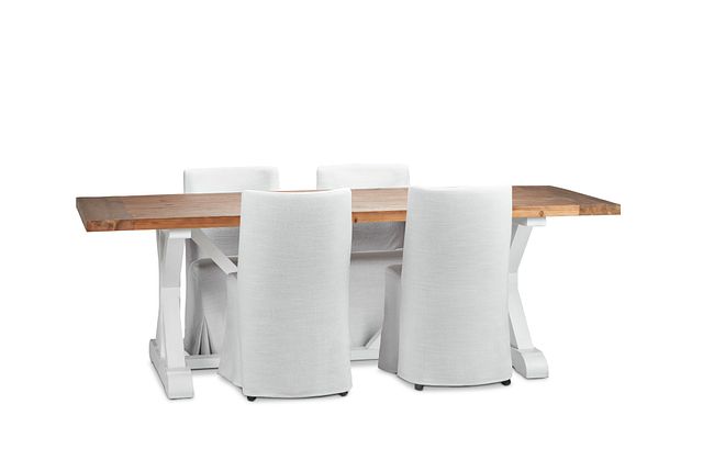 Hilton Two-tone 96" Table & 4 Skirted Chairs