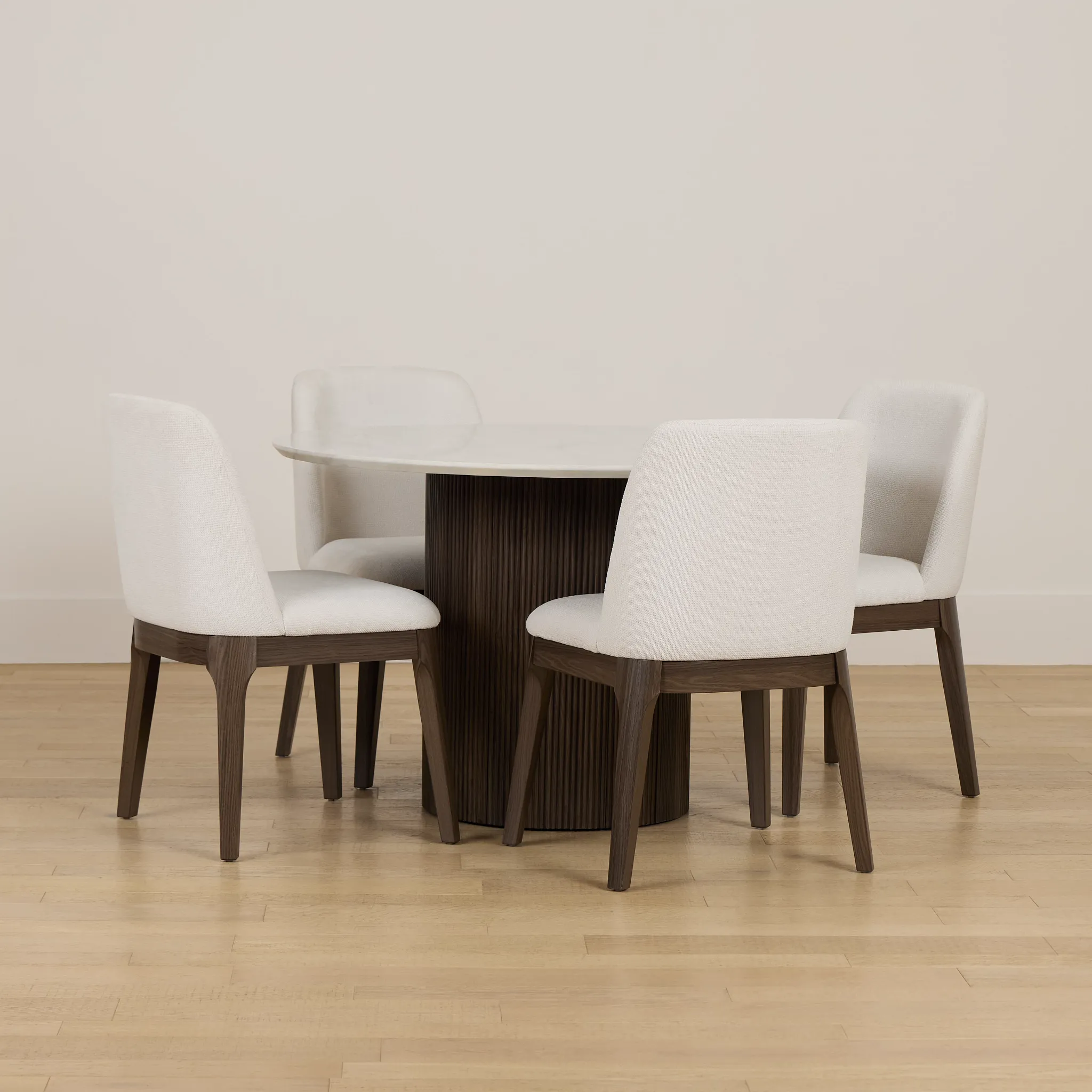 Camden Two-tone Round Table & 4 Upholstered Chairs