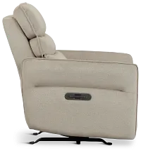 Preston Khaki Fabric Power Recliner With Heat And Massage