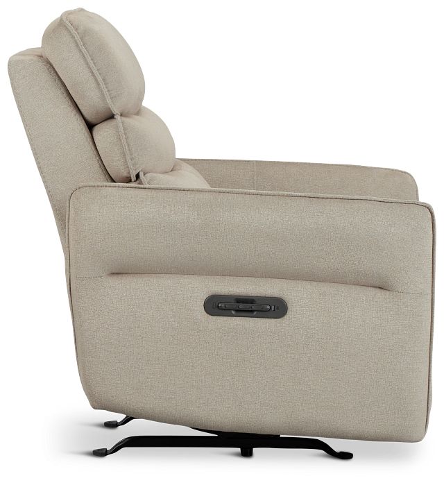 Preston Khaki Fabric Power Recliner With Heat And Massage