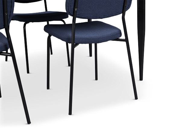 Andover Gray Rect Table & 4 Dark Blue Upholstered Chairs