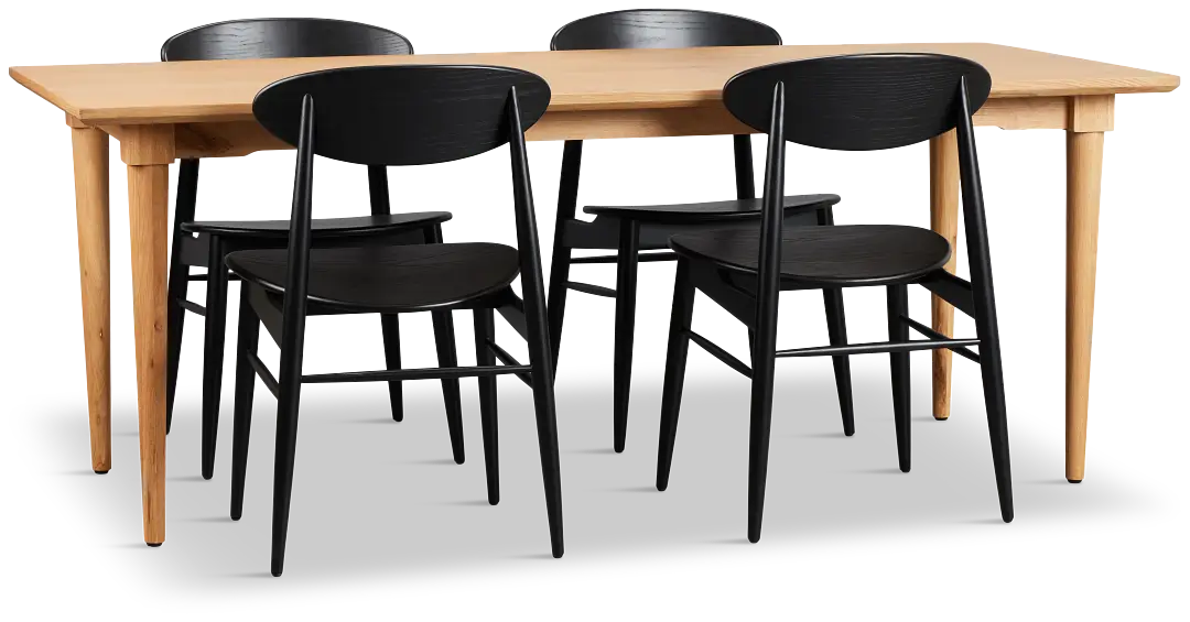 Stockton Light Tone Rect Table & 4 Wood Chairs Stockton Light Tone Rect Table & 4 Wood Chairs