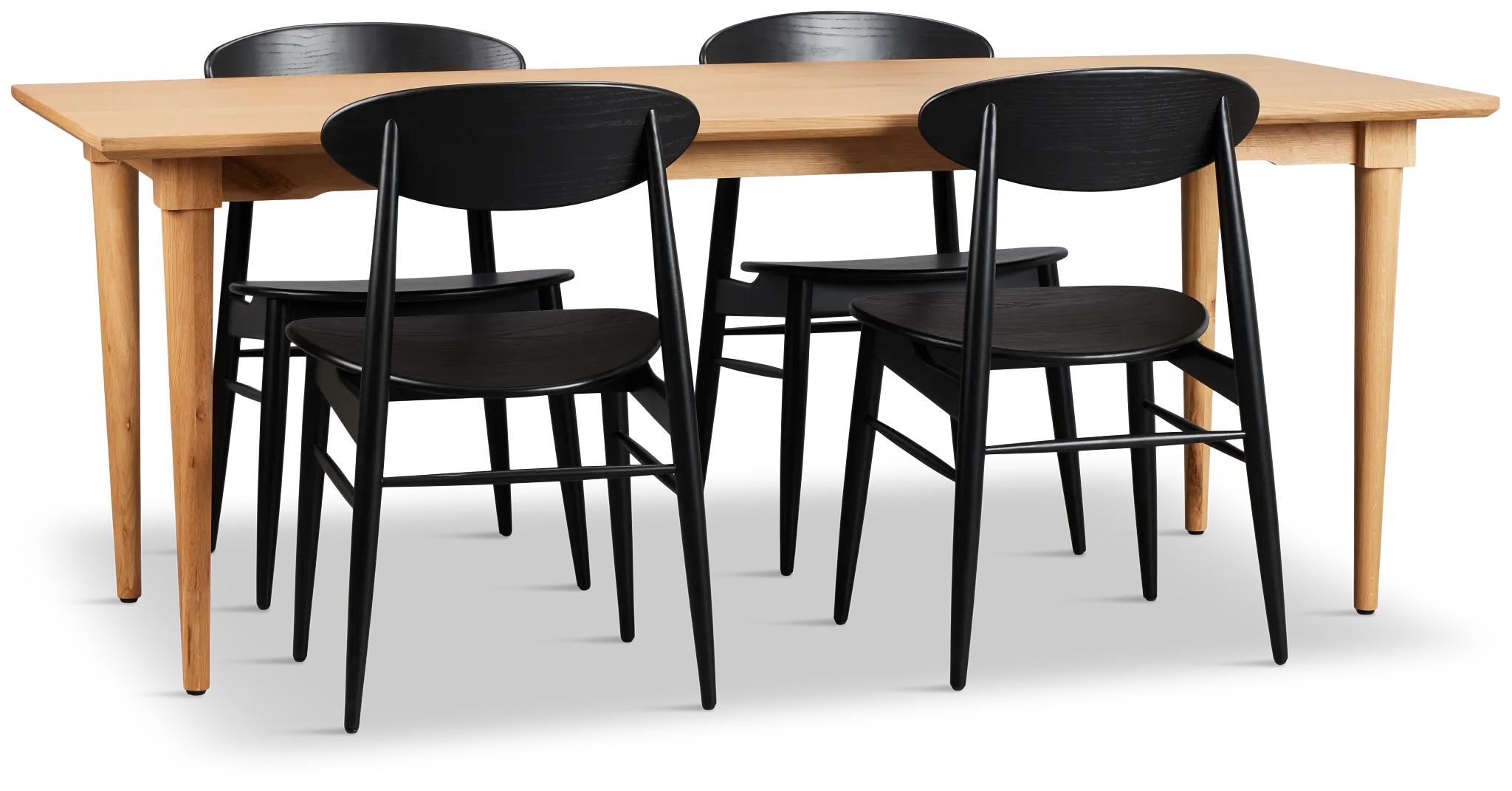 Stockton Light Tone Rect Table & 4 Wood Chairs