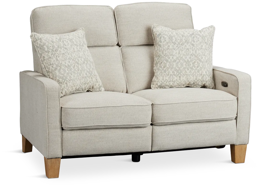 Bayside Light Beige Fabric Power Reclining Loveseat