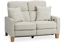 Bayside Light Beige Fabric Power Reclining Loveseat