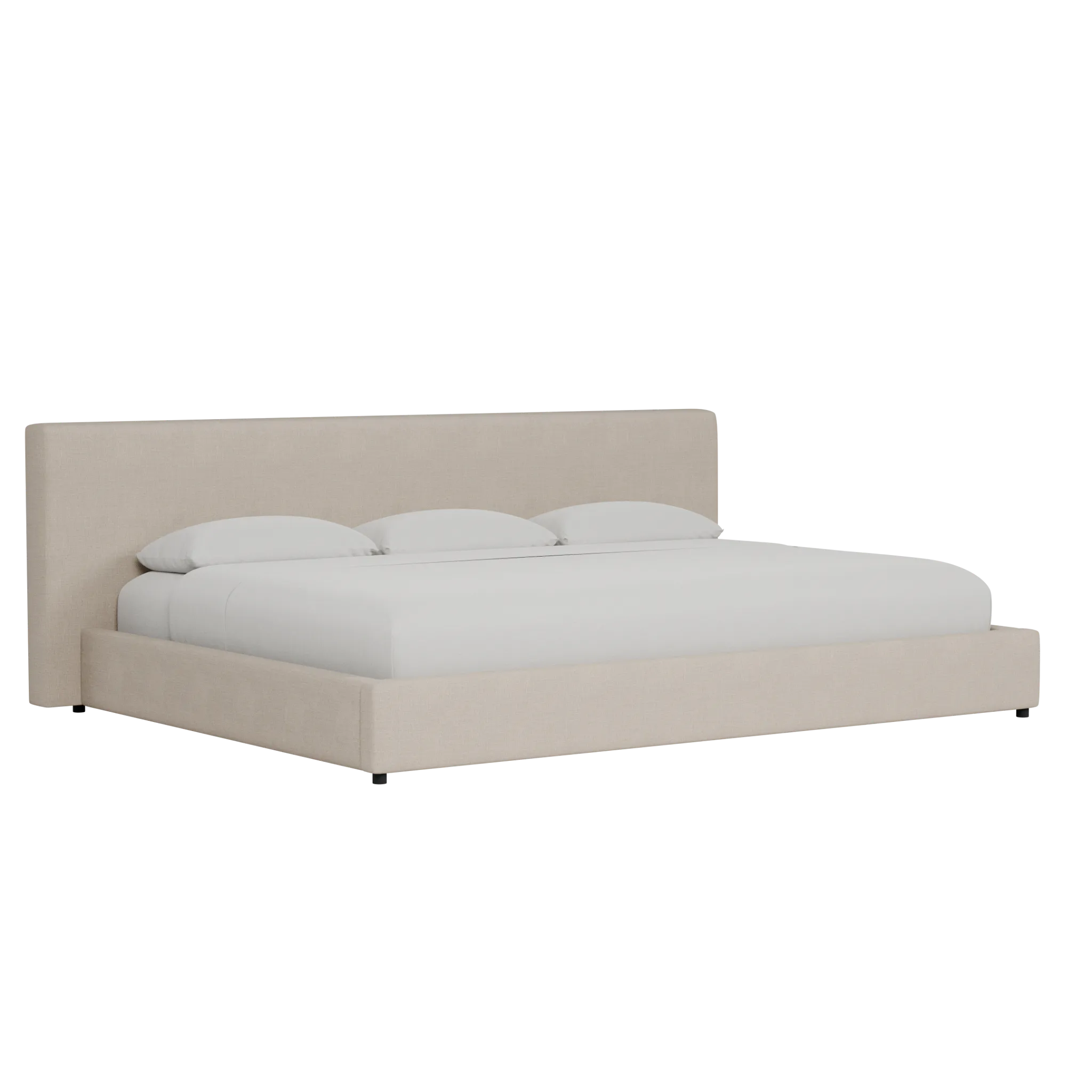 Grayton Linen Beige 44" Upholstered Platform Bed