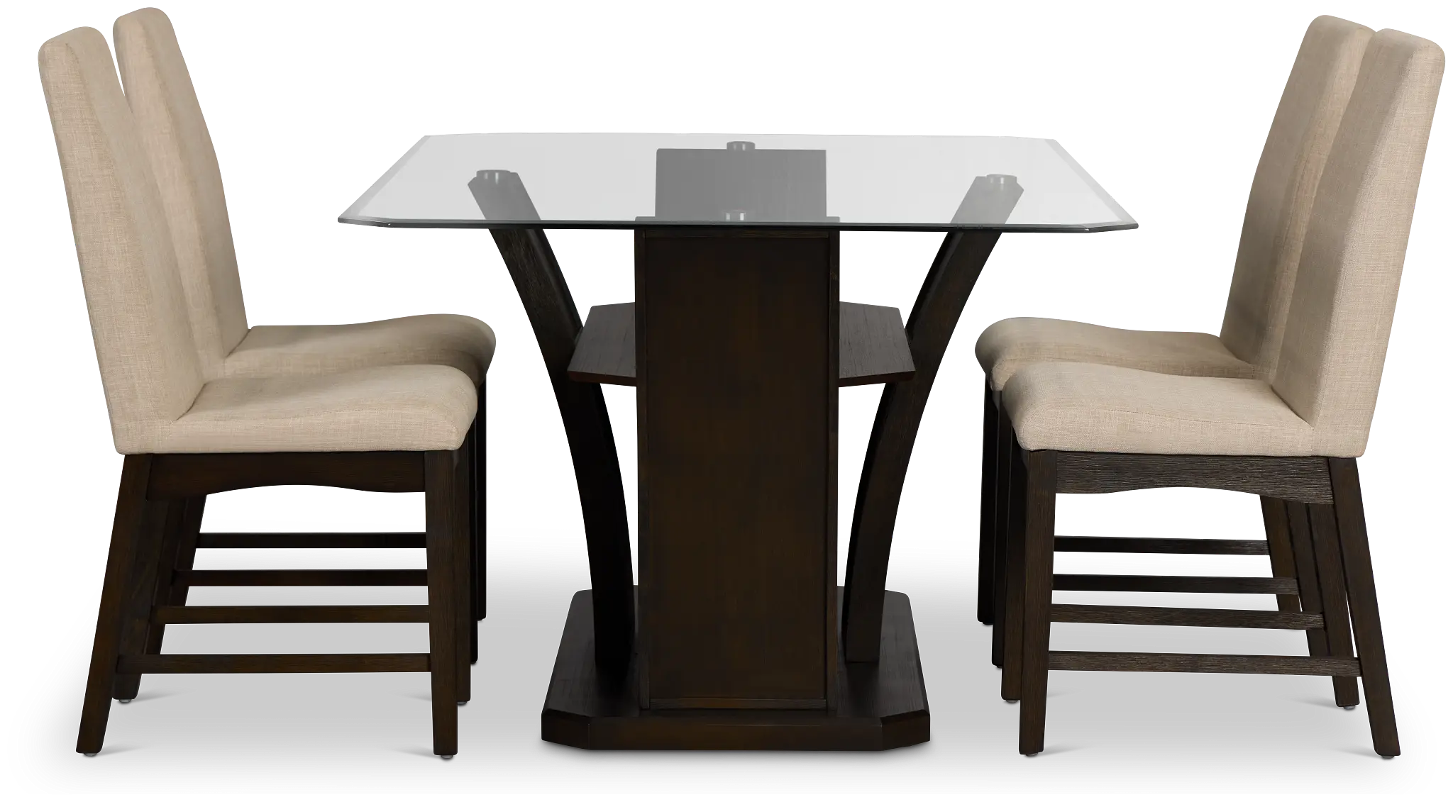 Roswell Glass Table & 4 Upholstered Chairs Roswell Glass Table & 4 Upholstered Chairs